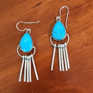 Turquoise and Silver Dangle Earrings